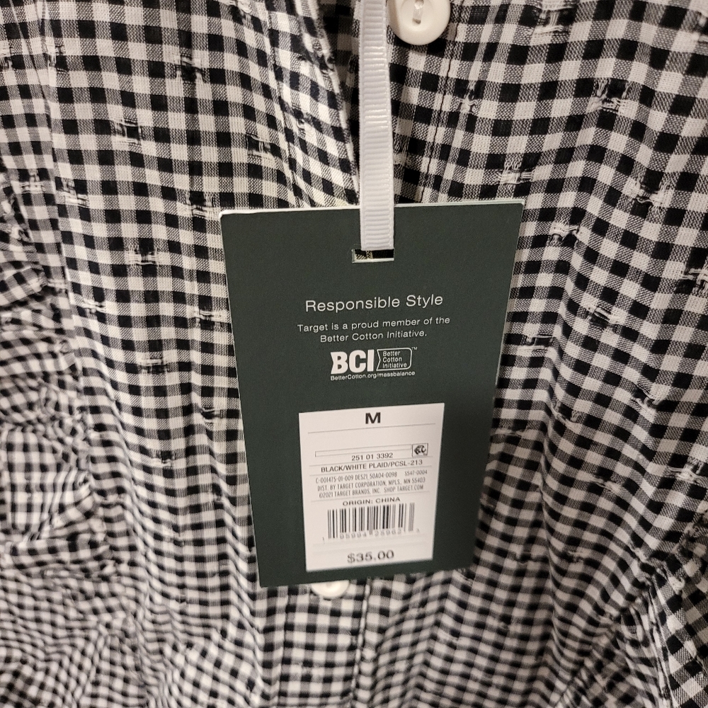 Gingham short sleeve ruffle button down shirt